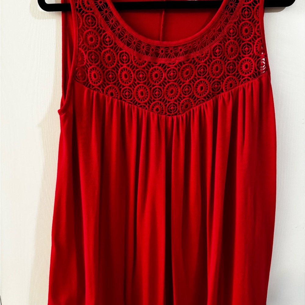 Lane Bryant Red Lace Detail Swing Tank Top